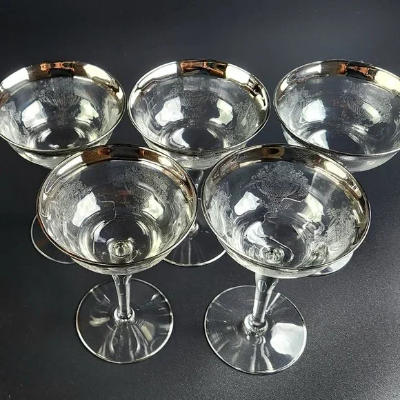 Vintage Champagne/Tall Sherbet Athens Diana Clear -TIFFIN FRANCISCAN -5